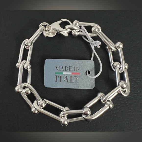 MIA Fiore Sterling Silver Plated Bronze U Link Italy Bracelet New - Picture 9 of 16